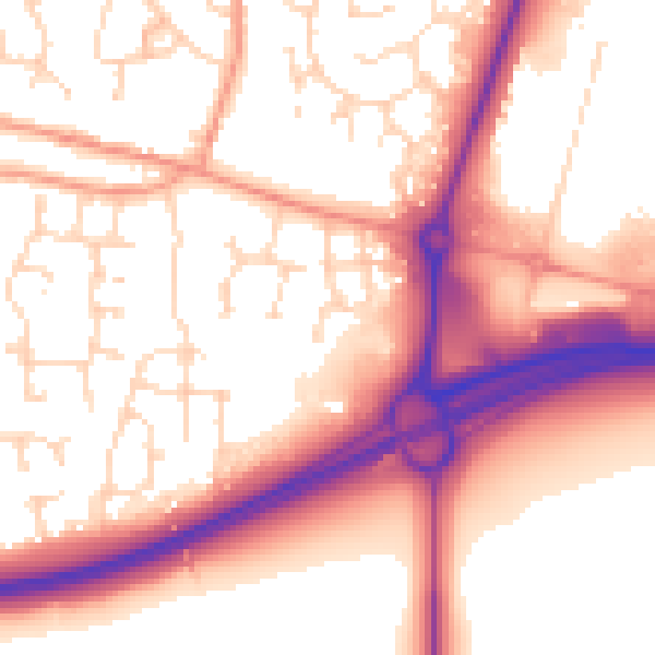 Daytime road noise heatmap for NN14 4SD