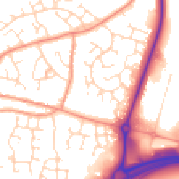 Daytime road noise heatmap for NN14 4UY