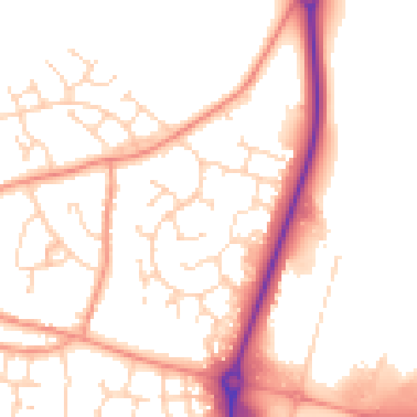 Daytime road noise heatmap for NN14 4XN