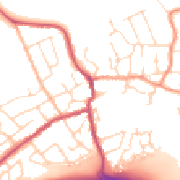 Daytime road noise heatmap for NN14 6AD