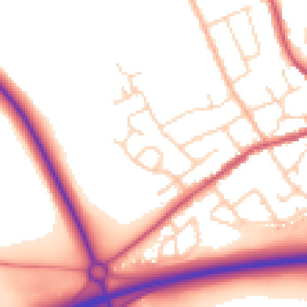 Daytime road noise heatmap for NN14 6AS