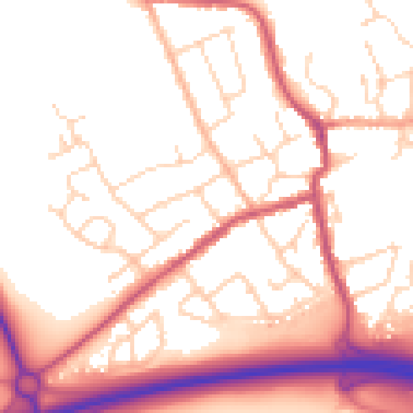 Daytime road noise heatmap for NN14 6AZ