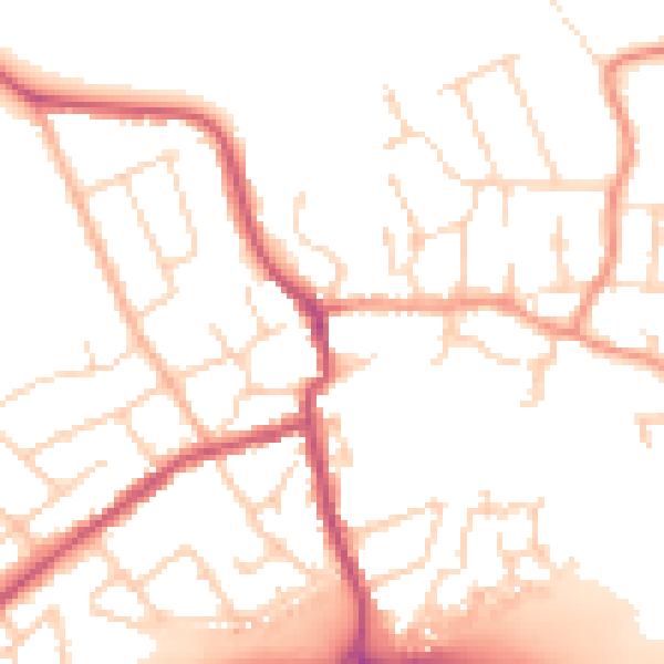 Daytime road noise heatmap for NN14 6BQ
