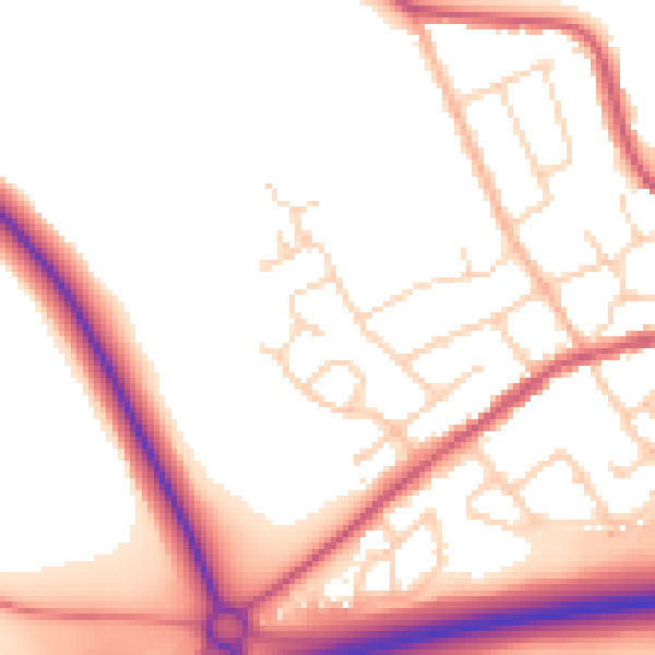 Daytime road noise heatmap for NN14 6EN