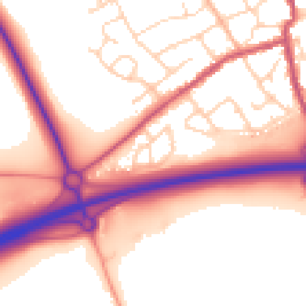 Daytime road noise heatmap for NN14 6FJ