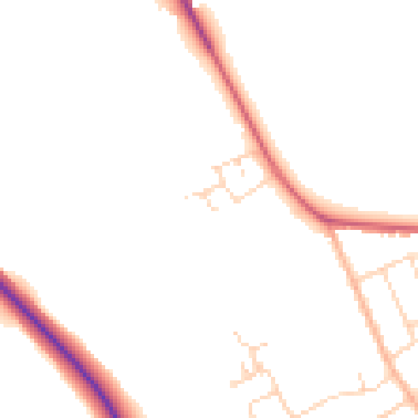 Daytime road noise heatmap for NN14 6FR