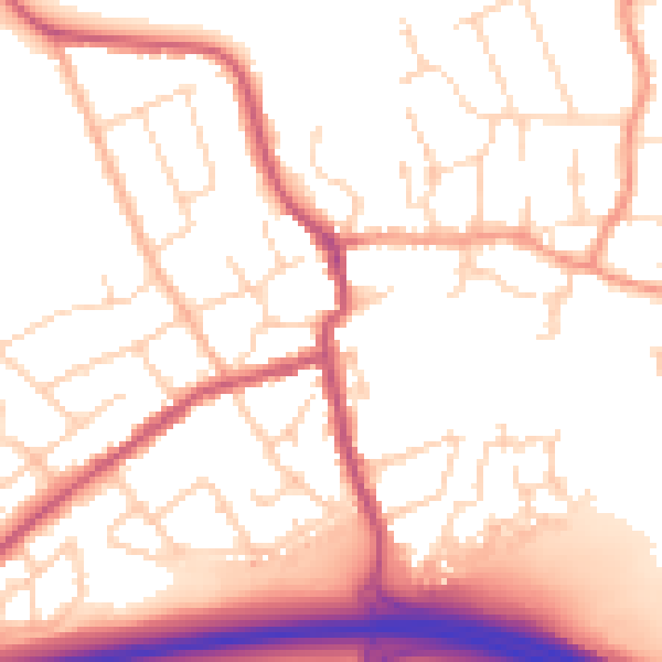Daytime road noise heatmap for NN14 6LE