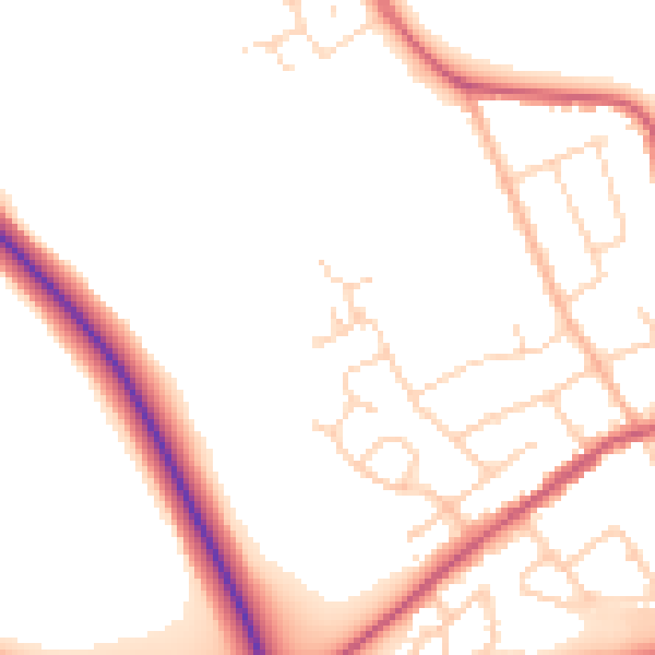 Daytime road noise heatmap for NN14 6YB