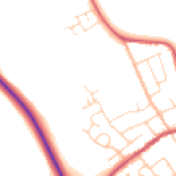 Daytime road noise heatmap for NN14 6YD
