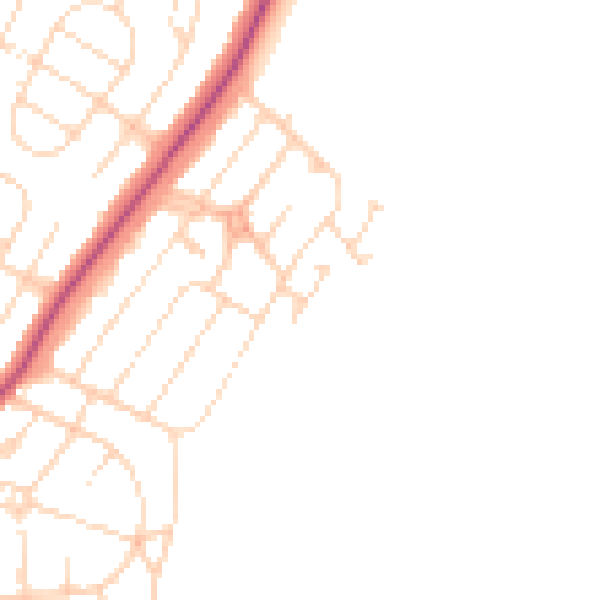 Daytime road noise heatmap for NN16 0AG
