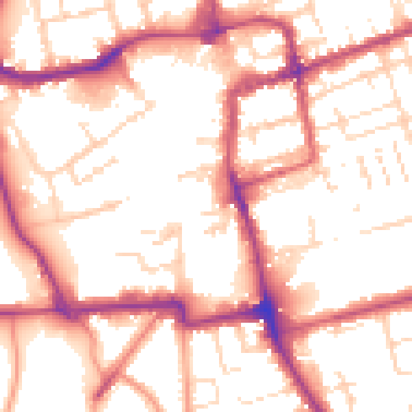 Daytime road noise heatmap for NN16 0AH