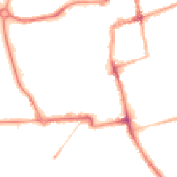 Night-time road noise heatmap for NN16 0AJ