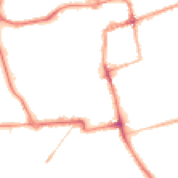 Night-time road noise heatmap for NN16 0AL