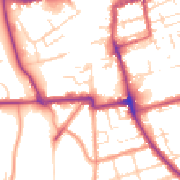 Daytime road noise heatmap for NN16 0AN