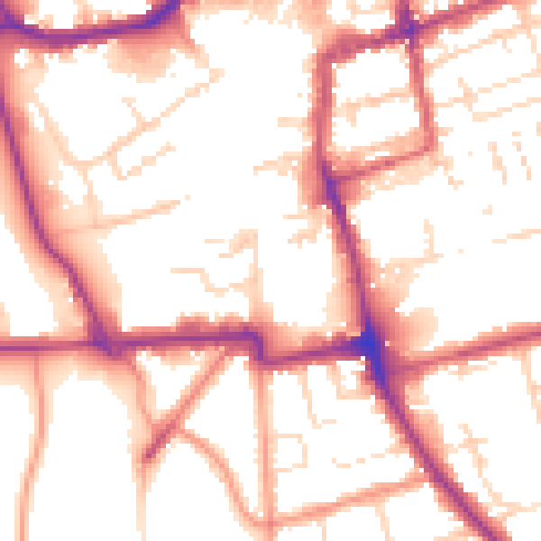Daytime road noise heatmap for NN16 0AQ