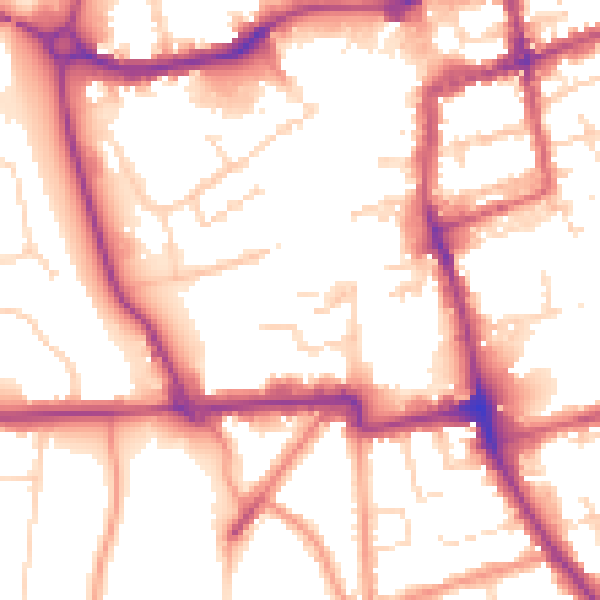 Daytime road noise heatmap for NN16 0AR