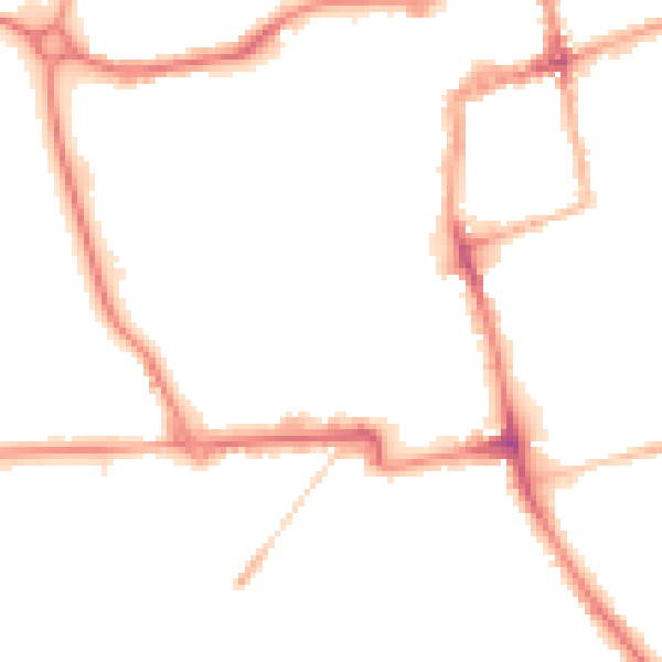 Night-time road noise heatmap for NN16 0AS