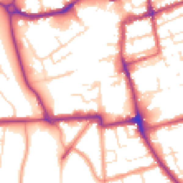 Daytime road noise heatmap for NN16 0AT