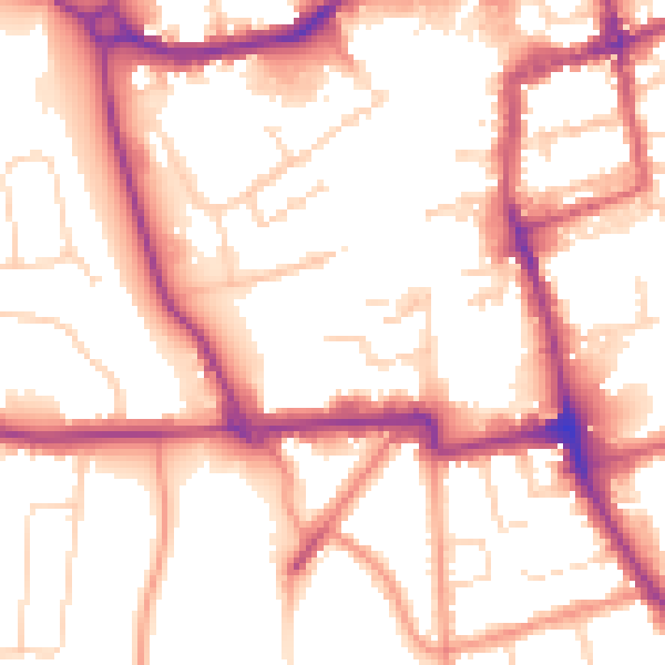 Daytime road noise heatmap for NN16 0AU