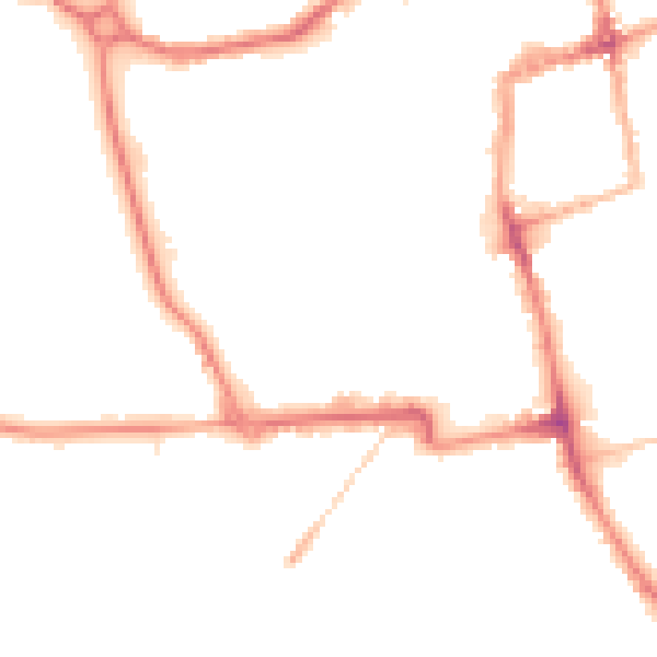 Night-time road noise heatmap for NN16 0AU