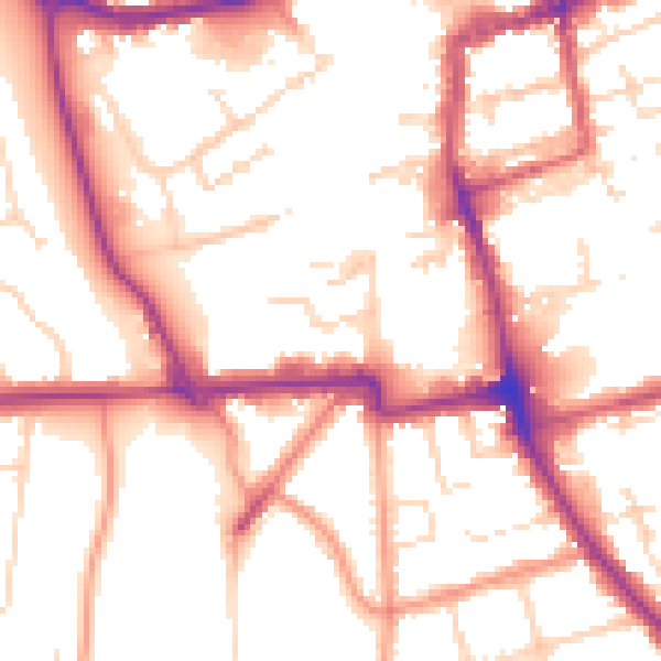 Daytime road noise heatmap for NN16 0AW