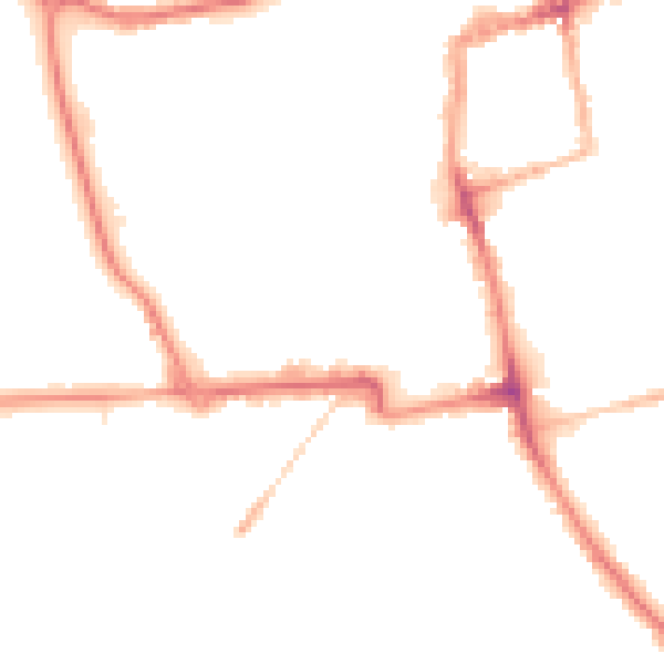 Night-time road noise heatmap for NN16 0AW