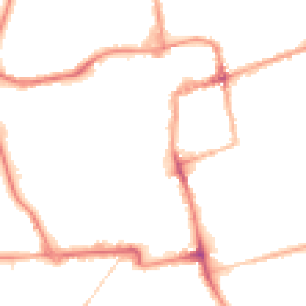 Night-time road noise heatmap for NN16 0BE