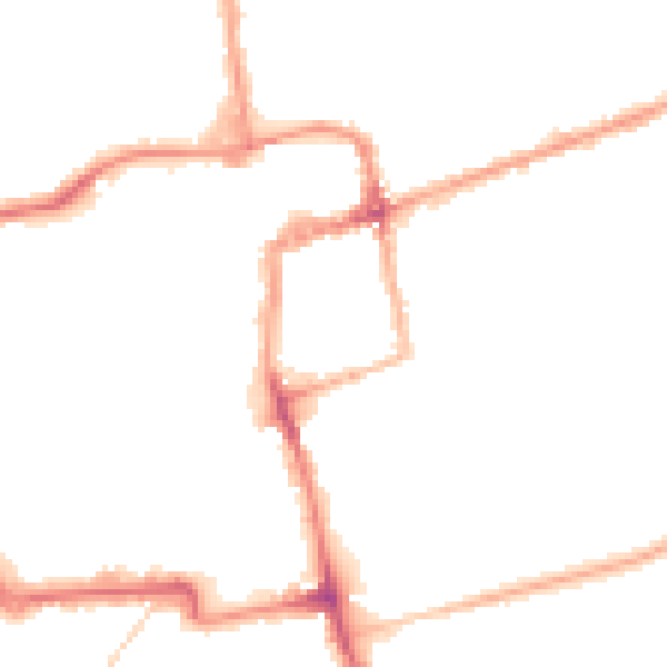 Night-time road noise heatmap for NN16 0BJ