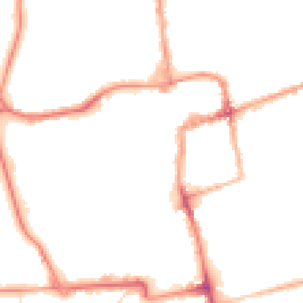 Night-time road noise heatmap for NN16 0BL