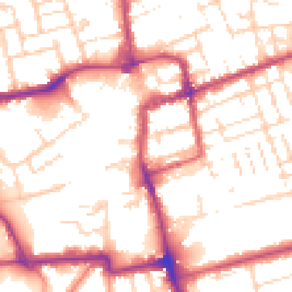 Daytime road noise heatmap for NN16 0BS