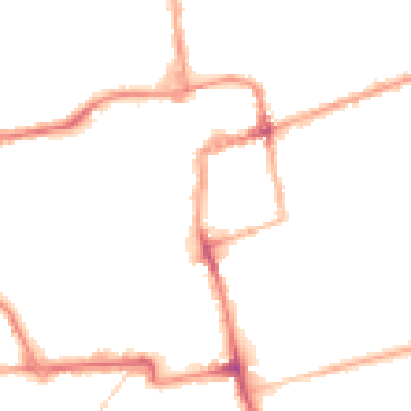 Night-time road noise heatmap for NN16 0BS