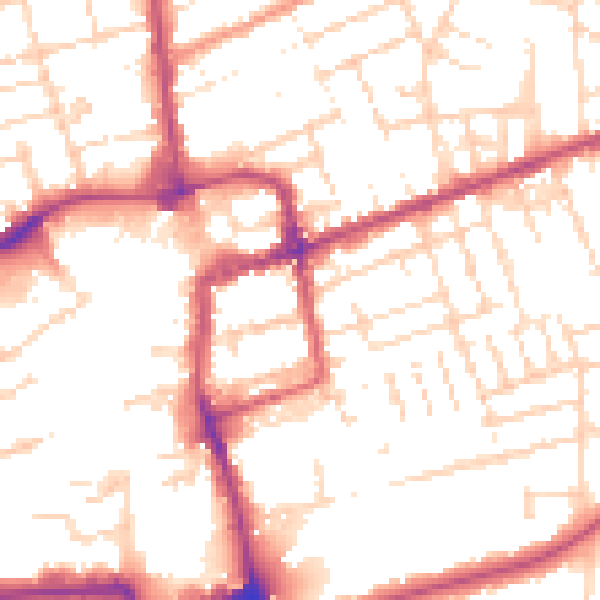 Daytime road noise heatmap for NN16 0BT