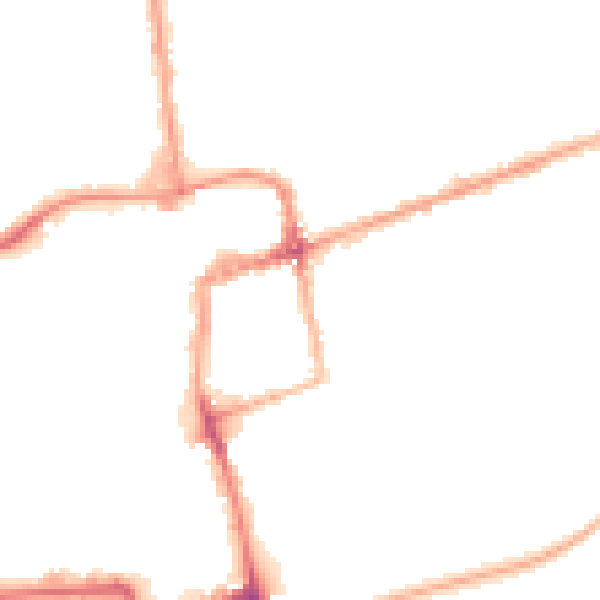 Night-time road noise heatmap for NN16 0BT