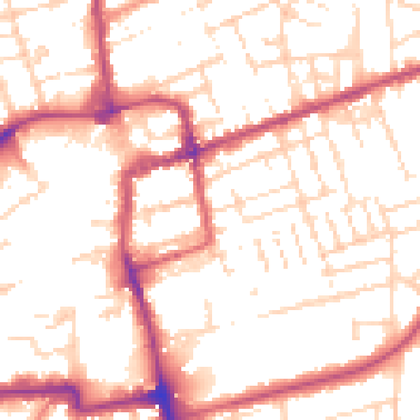 Daytime road noise heatmap for NN16 0BU