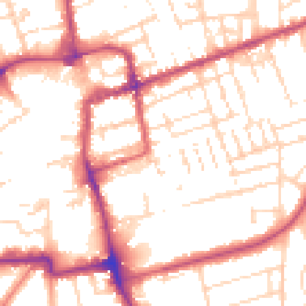 Daytime road noise heatmap for NN16 0BX