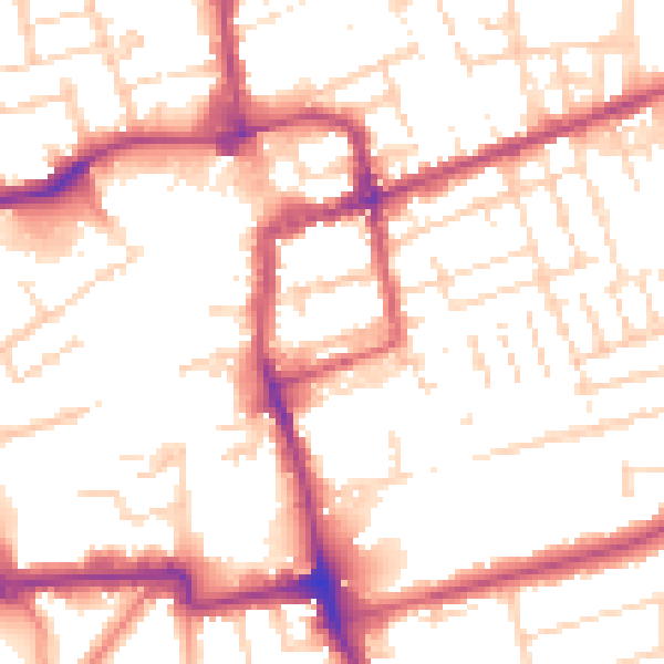 Daytime road noise heatmap for NN16 0BY