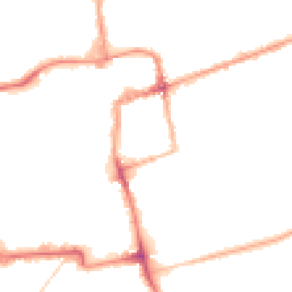 Night-time road noise heatmap for NN16 0BY