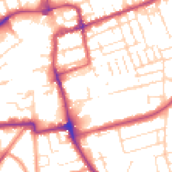 Daytime road noise heatmap for NN16 0DB