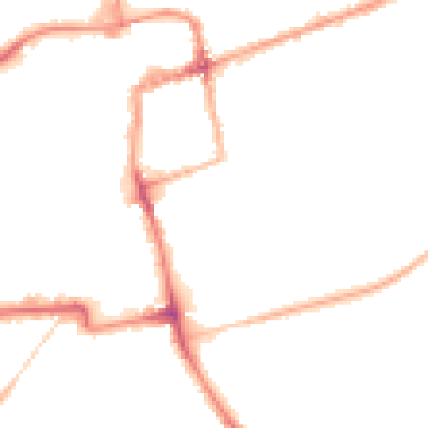 Night-time road noise heatmap for NN16 0DB