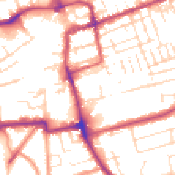 Daytime road noise heatmap for NN16 0DD