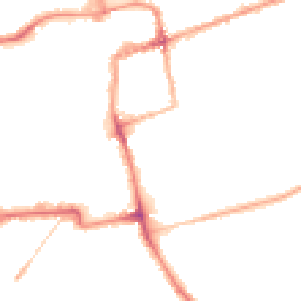Night-time road noise heatmap for NN16 0DD