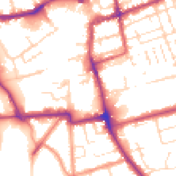 Daytime road noise heatmap for NN16 0DJ