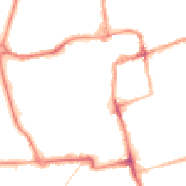 Night-time road noise heatmap for NN16 0DN