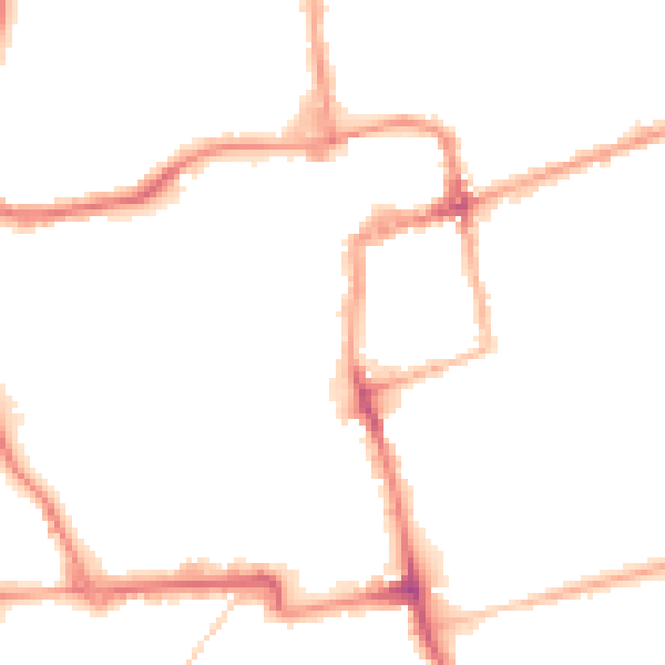 Night-time road noise heatmap for NN16 0DP