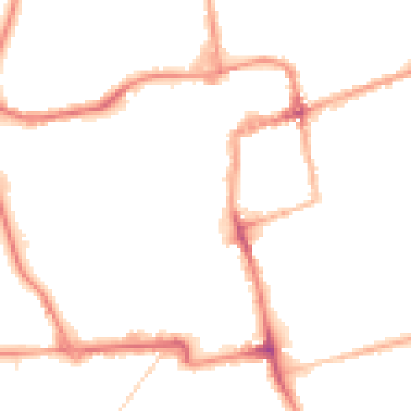 Night-time road noise heatmap for NN16 0DR