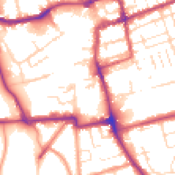 Daytime road noise heatmap for NN16 0DU