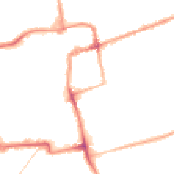Night-time road noise heatmap for NN16 0DZ