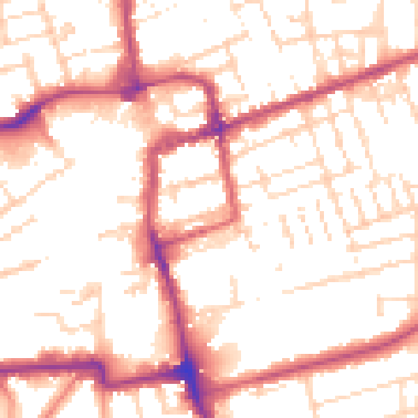 Daytime road noise heatmap for NN16 0ED