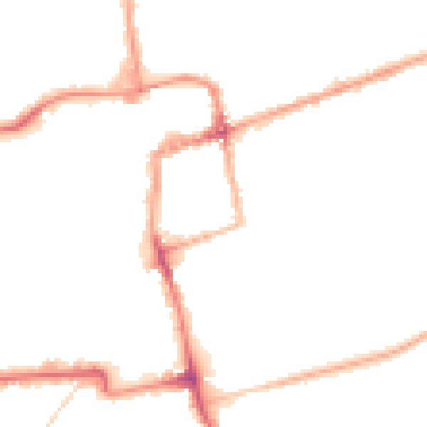Night-time road noise heatmap for NN16 0ED