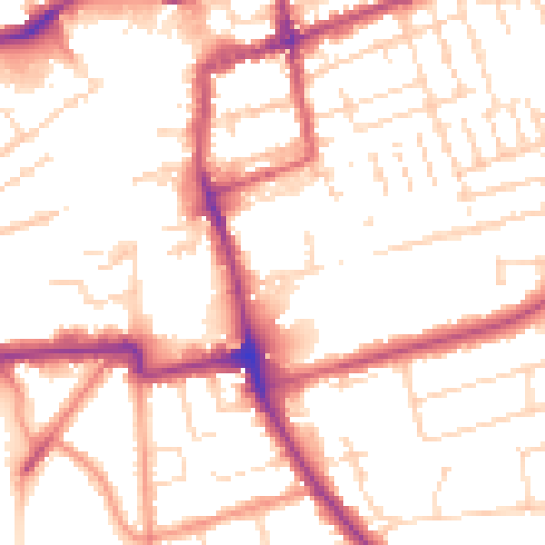 Daytime road noise heatmap for NN16 0EE